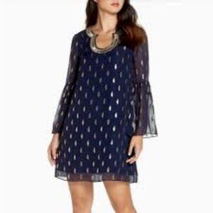 Lily Pulitzer Navy Dress with Gold Studs